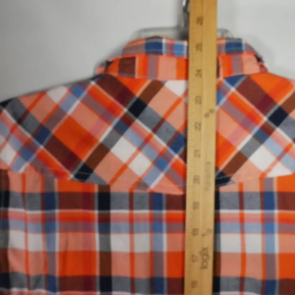Carter’s Boy Size M 10-12 Plaid Short Sleeve Orange Pearl Button Shirt